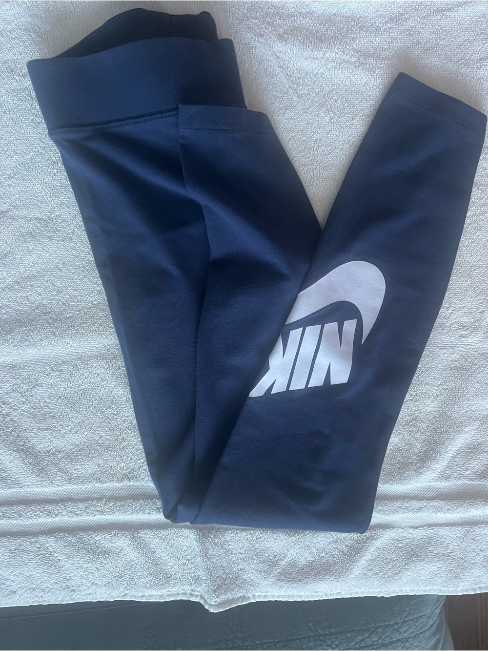 Nike Navy Leggings with White Swoosh. Running or Relaxing.